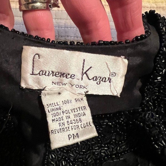 Laurence Kazar NY Beaded Silk Evening Party Cocktail Jacket PM Petite Medium - Picture 4 of 6